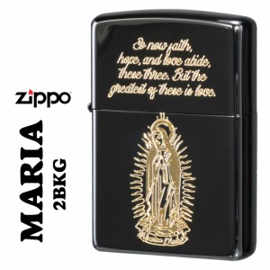 父の日：zippo ジッポーライター マリア MARIA 黒ニッケルメッキ エッチング 金サシ仕上げ　 2BKG-MARIA   ヤマトメール便対応 