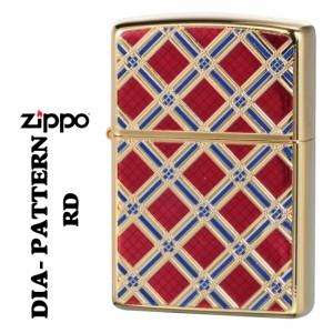 父の日：zippo ジッポーライター  ダイヤパターン 金メッキ　レッド   プリント仕上げ　両面加工　2G-DIARED  送料無料  ヤマトメール便