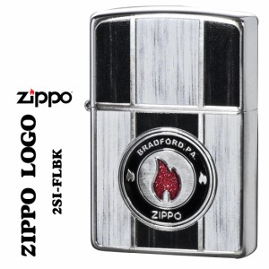 zippo  両面加工 ZIPPO LOGO ジッポーロゴ 銀メッキいぶし 木目調プリント　ブラック  2SI-FLBK  送料無料  ヤマトメール便対応 