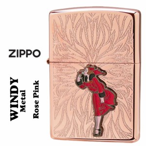 父の日：zippo ジッポーライター 大人気「WINDY」メタル貼り　ローズピンク エッチング　WINDY-Metal-RP　送料無料 ヤマトメール便対応 