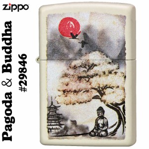 ZIPPO ジッポーライター   Pagoda ＆ Buddha　クリームマット#29846 送料無料 ヤマトメール便対応 