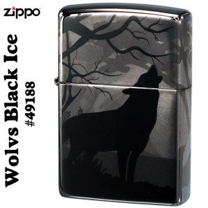 ZIPPO ジッポーライター  Wolves オオカミ   360° 4面  レザー彫刻　＃49188　ブラックアイス　送料無料  ヤマトメール便対応 