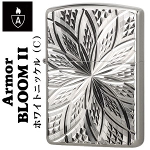 zippo アーマー ジッポ ライター アーマー両面ダイヤカット BLOOM ホワイトニッケル D/C BLOOM II  C   ヤマトメール便対応 