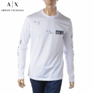 アルマーニエクスチェンジ Tシャツ メンズ ARMANI EXCHANGE A|X 長袖 ブランド ロンT クルーネック 6RZTJW ZJ8EZ ホワイト 2023秋冬新作