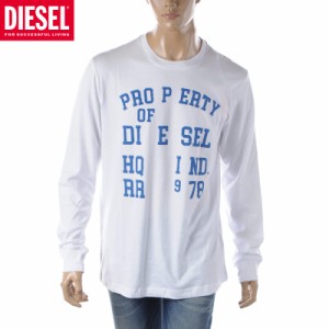 ディーゼル DIESEL Tシャツ 長袖 メンズ ブランド クルーネック ロンT T-JUST-LS-K1 A08831-0GRAI ホワイト