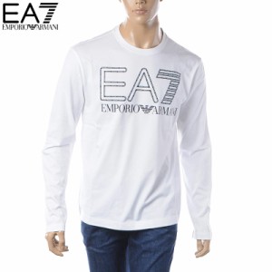 エンポリオアルマーニ EA7 EMPORIO ARMANI Tシャツ メンズ 長袖 ロンT ブランド クルーネック 6RPT04 PJFFZ ホワイト 2023秋冬新作