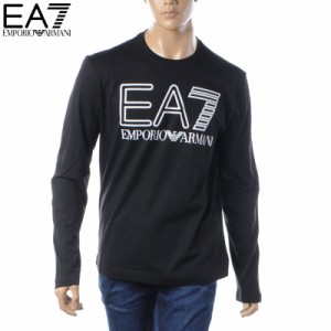 エンポリオアルマーニ EA7 EMPORIO ARMANI Tシャツ メンズ 長袖 ロンT ブランド クルーネック 6RPT04 PJFFZ ブラック 2023秋冬新作