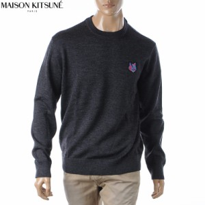 メゾンキツネ MAISON KITSUNE クルーネックニット メンズ セーター ブランド HM00534KT1036 チャコールグレー