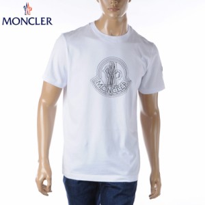 モンクレール MONCLER Tシャツ メンズ ブランド 8C00028 89A17 半袖 クルーネック ホワイト 2024春夏新作