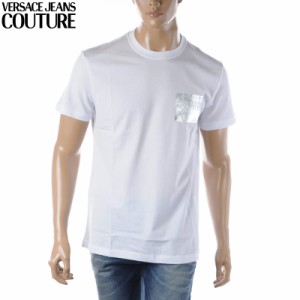 ヴェルサーチ ジーンズ クチュール VERSACE JEANS COUTURE Tシャツ メンズ ブランド クルーネック 半袖 74GAHG02 CJ00G ホワイト