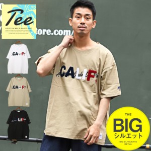 セール SALE 49%OFF Tシャツ メンズ 半袖 ビッグシルエット ロゴ サガラ刺繍 刺繍 綿 サーフ クルーネック【CALIFロゴサガラ刺繍半袖ビッ