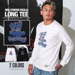 ロンT メンズ 長袖Tシャツ プリント ロゴ【Hollywood rich.&(ハリウッドリッチドットアンド)パンクベアー特殊箔プリントロンT】 aa-1827