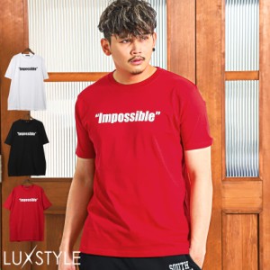 Tシャツ メンズ レディース 半袖 ロゴ プリント 英字 クルーネック  コットン 綿 春夏【Impossibleロゴプリント半袖Tシャツ】 aa-2382