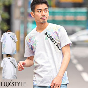 Tシャツ メンズ 半袖 Vネック ボタニカル レオパード プリント ロゴ 花柄 ヒョウ柄 豹 サーフ【ボタニカルヒョウ柄転写Tシャツ】 aa-2475