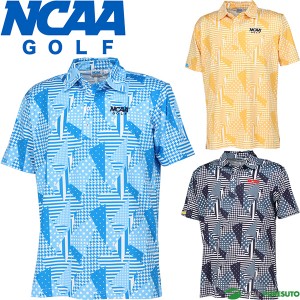 NCAA GOLF 半袖 ポロシャツ メンズ NG1010 幾何学柄 幾何学模様 ゴルフウェア