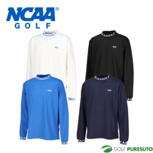 NCAA GOLF 長袖 チェック柄 エンボス モックネック シャツ メンズ NG1039 ゴルフウェア 2023年秋冬モデル