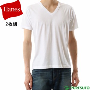 【2枚組】ヘインズ Hanes 半袖 Vネックシャツ Tシャツ 5.3oz メンズ H5355 ショートスリーブ ジャパンフィット Japan Fit 白T シンプル 