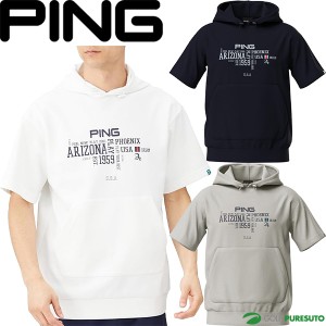 ピン アパレル ゴルフウェア 半袖 プルオーバーフーディーカットソー メンズ 621-4163201 パーカー トップス 2024年春夏モデル PING APPA