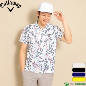 キャロウェイ 半袖 開襟シャツ かざあなメッシュ マルチカラープリント メンズ C23134123 ゴルフウェア Callaway 春夏モデル 春夏ウェア 