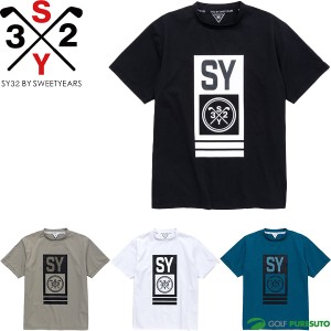 SY32 by SWEET YEARS 半袖 モックネックシャツ ポリクロスロゴ モックT メンズ SYG-24SABS29 トップス ゴルフウェア エスワイサーティト