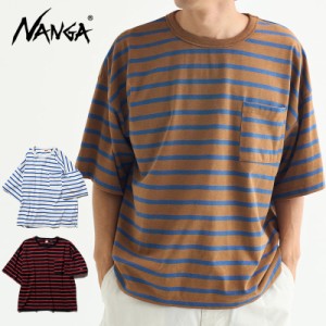 ナンガ NANGA  ECO HYBRID LOOSE FIT BORDER TEE  エコハイブリッド ルーズフィットボーダーティー 半袖Tシャツ メンズ[AA]