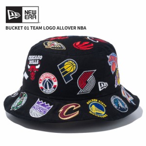 ニュー エラ NEW ERA バケット01 Team Logo Allover NBA ブラック バケットハット 帽子  [AA]