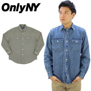 【送料無料】オンリー ニューヨーク（Only Ny) Washed Cotton Work Shirt  長袖シャツ/男性用/メンズ/デニム[BB]