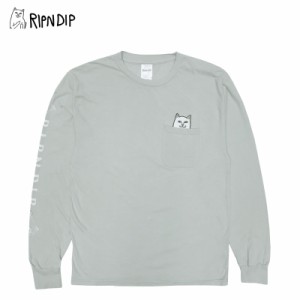 リップンディップ(RIPNDIP) Lord Nermal Pocket L/S Tee 《Grey》 メンズ 長袖 Tシャツ/ロンT[AA-2]