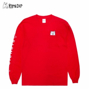 リップンディップ(RIPNDIP) Lord Nermal Pocket Long Sleeve Tee 《Cherry Red》 メンズ 長袖 Tシャツ/ロンT【23】[AA-3]