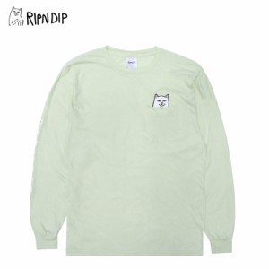 リップンディップ(RIPNDIP) Lord Nermal Pocket Long Sleeve Tee 《Light Lime》 メンズ 長袖 Tシャツ/ロンT【23】[AA-3]