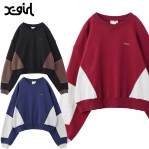 エックスガール(X-girl) BICOLOR WIDE SWEAT  クルーネック スウェット/ レディース[AA]