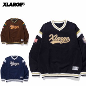 エクストララージ BASEBALL LOGO EMBROIDERED V NECK SWEATSHIRT スウェット トレーナー メンズ