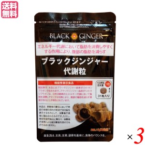 ブラックジンジャー代謝粒 31粒 ３袋セット 機能性表示食品 クラチャイダム 黒しょうが 黒ウコン 送料