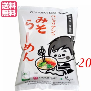 【ポイント最大+7%還元中！】ラーメン 即席ラーメン インスタントラーメン ベジタリアンのみそラーメン 100g 20袋セット 桜井食品