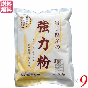 強力粉 国産 送料無料 岩手県産の強力粉 （ゆきちから）500g 9袋セット