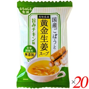 【ポイント倍々！最大+7%】フリーズドライ スープ 即席スープ 国産ごぼうと高知県産黄金生姜スープ 旨みチキン味 9g 20個セット イー・有