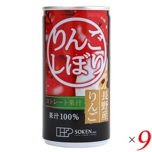 【200円OFFクーポン配布中！】リンゴジュース りんごジュース ストレート 創健社 りんごしぼり 190g 9個セット