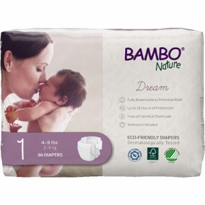 バンボネイチャー ドリーム テープタイプ NB新生児 （2kg〜4kg） 36枚入り（bn16923） 【BAMBO Nature】 【ベビー紙おむつ/ニューボーン/