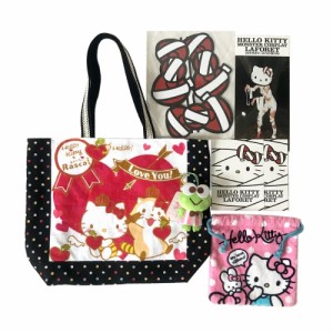 美品 HELLO KITTY.Rascal. ハローキティ.ラスカル.ケロケロケロッピー トートバッグ 巾着 ヌイグルミ .マスク4点セット 120620 【中古】