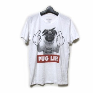 美品 廃盤 NO COMMENT PARIS ノーコメントパリ「SS」フランス製 PUG LIFE Tシャツ (白 半袖) 124925 【中古】