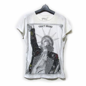 Tract トラクト「XS」イタリア製 アナーキー自由の女神Tシャツ (白 半袖 パンク) 124941 【中古】