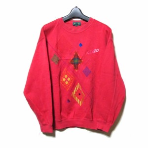 Vintage KENZO ヴィンテージ ケンゾー「1」アーガイルレトロトレーナー (赤 チェック) 127467 【中古】