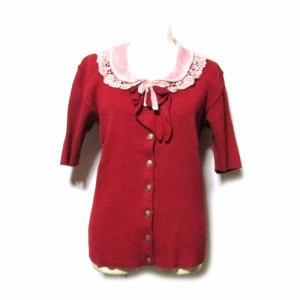 Vintage PINK HOUSE ヴィンテージ ピンクハウス フリルリボンカットソー (赤 半袖) 131427 【中古】の通販はau