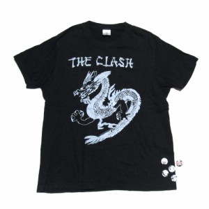 The Clash ザクラッシュ「M」ドラゴンTシャツ 缶バッジ4個付き (黒 半袖 ヴィンテージ) 132776 【中古】