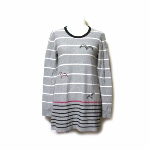 美品 SONIA RYKIEL Collection ソニアリキエル コレクション「38」ラインストーン装飾ニットセーター (グレー 黒) 133419 【中古】