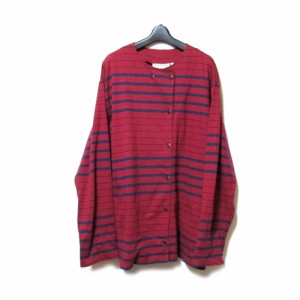 Vintage marimekko ヴィンテージ マリメッコ フィンランド製 ボーダーワイドシャツジャケット (ボルドー 北欧) 133450 【中古】
