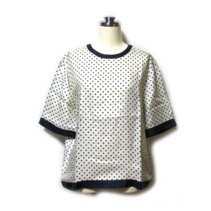 Vintage Christian Dior ヴィンテージ クリスチャンディオール「M」シルクドットブラウス (絹 半袖 水玉 ビンテージ) 133650 【中古】