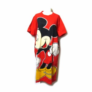 Vintage Mickey Mouse Disney ヴィンテージ ミッキーマウス ディズニー プリントロングワンピース (赤 ロングTシャツ) 133875 【中古】
