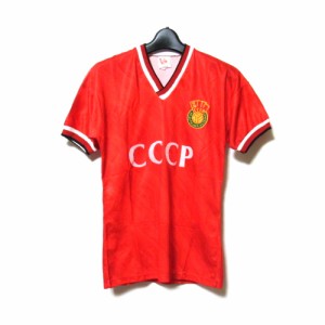 Vintage CCCP Russian ヴィンテージ ソ連「L」サッカーゲームシャツ (半袖 赤 ビンテージ 旧共産) 133986 【中古】