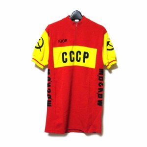 Vintage CCCP Russian ヴィンテージ ソ連「7」サイクリングシャツ (半袖 赤 ビンテージ 旧共産 Tシャツ 自転車) 133987 【中古】